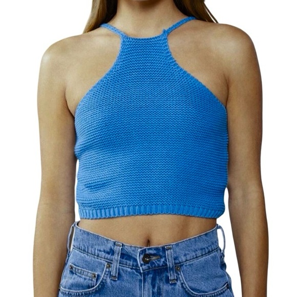 Bardot Tops - NEW BARDOT BLUE KNIT CROP TOP